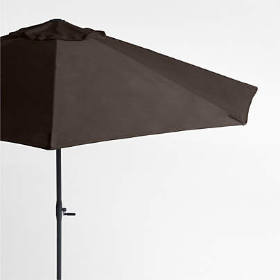 10' Round Sunbrella® Canvas Java Outdoor Patio Umbrella with Black Metal Frame