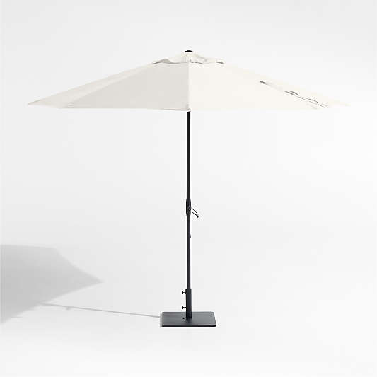 10' Round Sunbrella® Canvas Natural Outdoor Patio Umbrella with Black Metal Frame