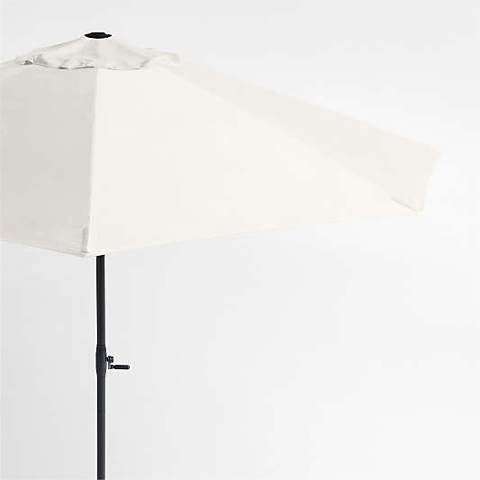 10' Round Sunbrella® Canvas Natural Outdoor Patio Umbrella with Black Metal Frame