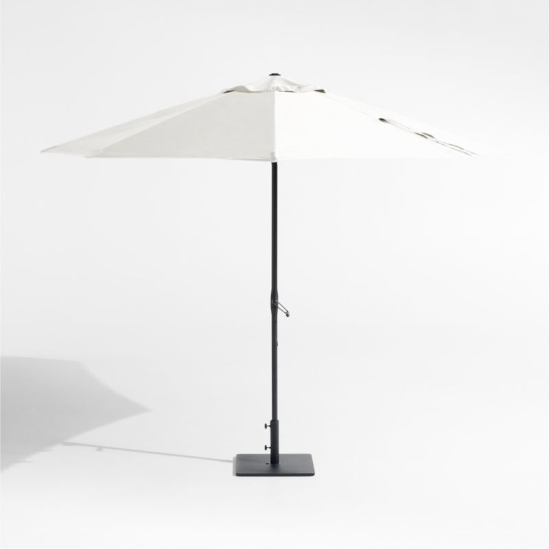 10' Round Canvas White Sand Sunbrella® Outdoor Patio Umbrella with Black Metal Frame - image 1 of 3