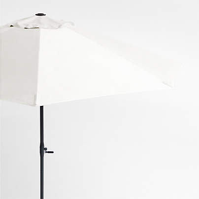 10' Round Canvas White Sunbrella® Outdoor Patio Umbrella with Black Metal Frame