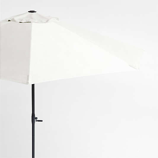 10' Round Canvas White Sunbrella® Outdoor Patio Umbrella with Black Metal Frame