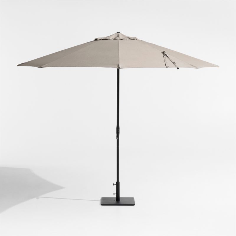 10' Round Sunbrella® Cast Ash Brown Outdoor Patio Umbrella with Black Metal Frame - image 1 of 3