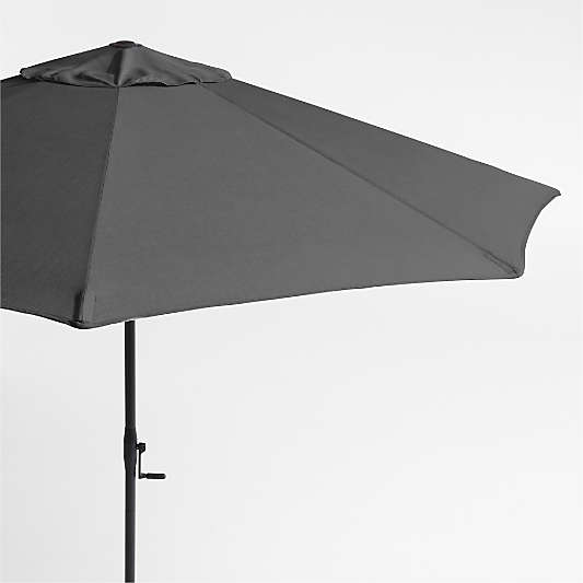 10' Round Sunbrella® Cast Charcoal Grey Outdoor Patio Umbrella with Black Metal Frame