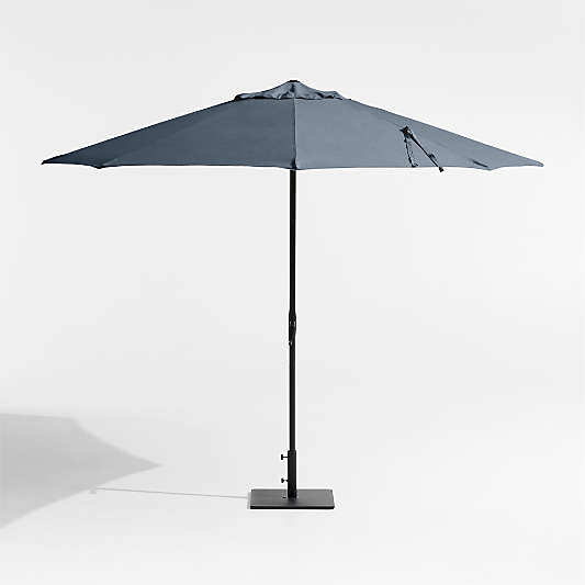 10' Round Sunbrella® Cast Harbor Outdoor Patio Umbrella with Black Metal Frame