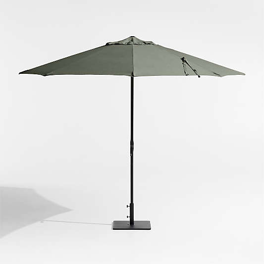 10' Round Sunbrella® Cast Sage Outdoor Patio Umbrella with Black Metal Frame