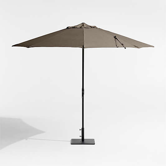 10' Round Sunbrella® Cast Shale Outdoor Patio Umbrella with Black Metal Frame