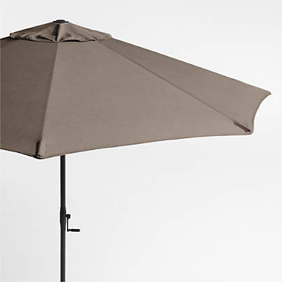 10' Round Sunbrella® Cast Shale Outdoor Patio Umbrella with Black Metal Frame
