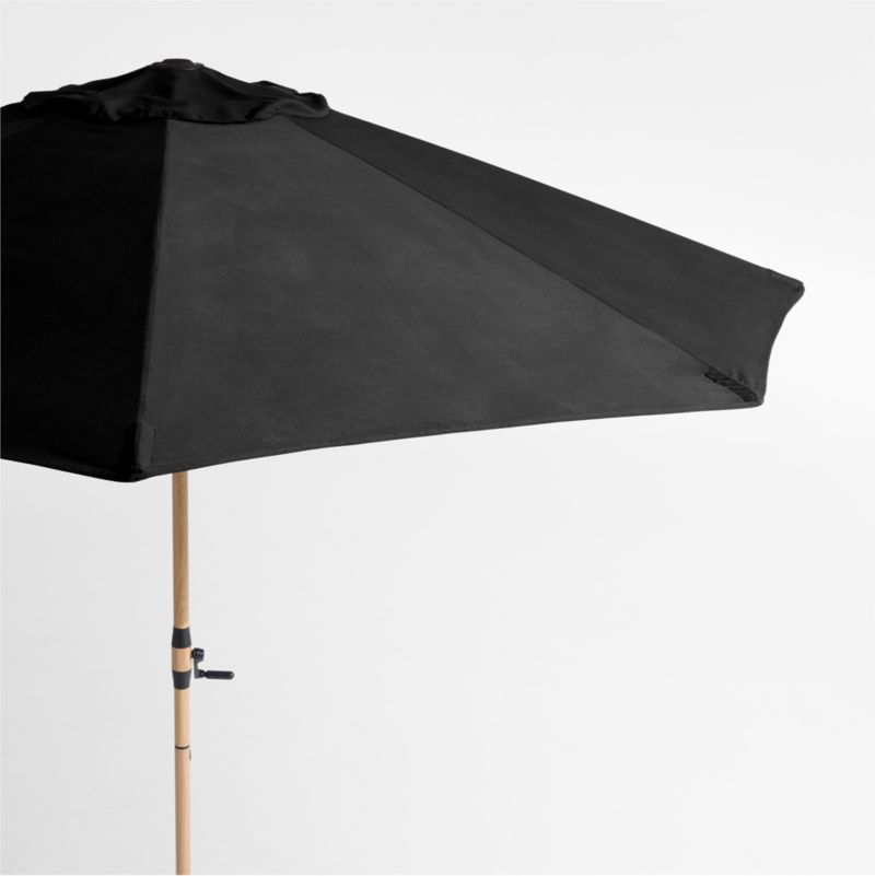 10' Round Sunbrella® Canvas Black Outdoor Patio Umbrella with Faux Wood Metal Frame - image 0 of 4