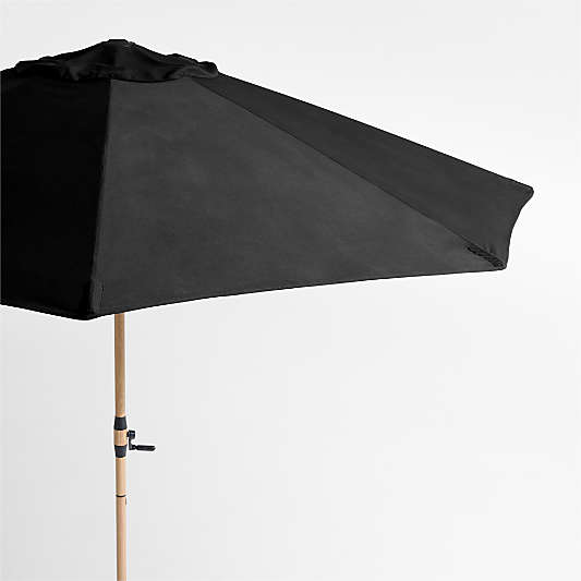 10' Round Sunbrella® Canvas Black Outdoor Patio Umbrella with Faux Wood Metal Frame