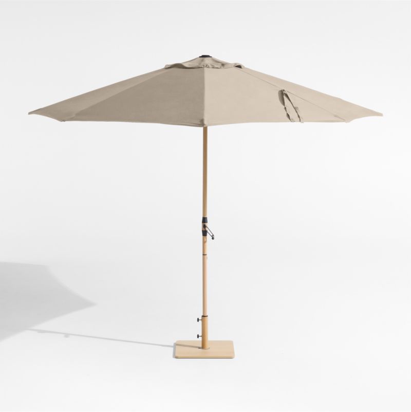 10' Round Sunbrella® Canvas Flax Outdoor Patio Umbrella with Faux Wood Metal Frame - image 2 of 5