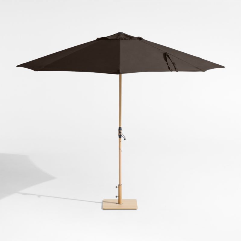 10' Round Sunbrella® Canvas Java Outdoor Patio Umbrella with Faux Wood Metal Frame - image 2 of 5