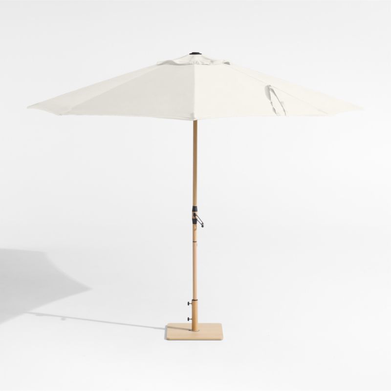 10' Round Sunbrella® Canvas Natural Outdoor Patio Umbrella with Faux Wood Metal Frame - image 3 of 6