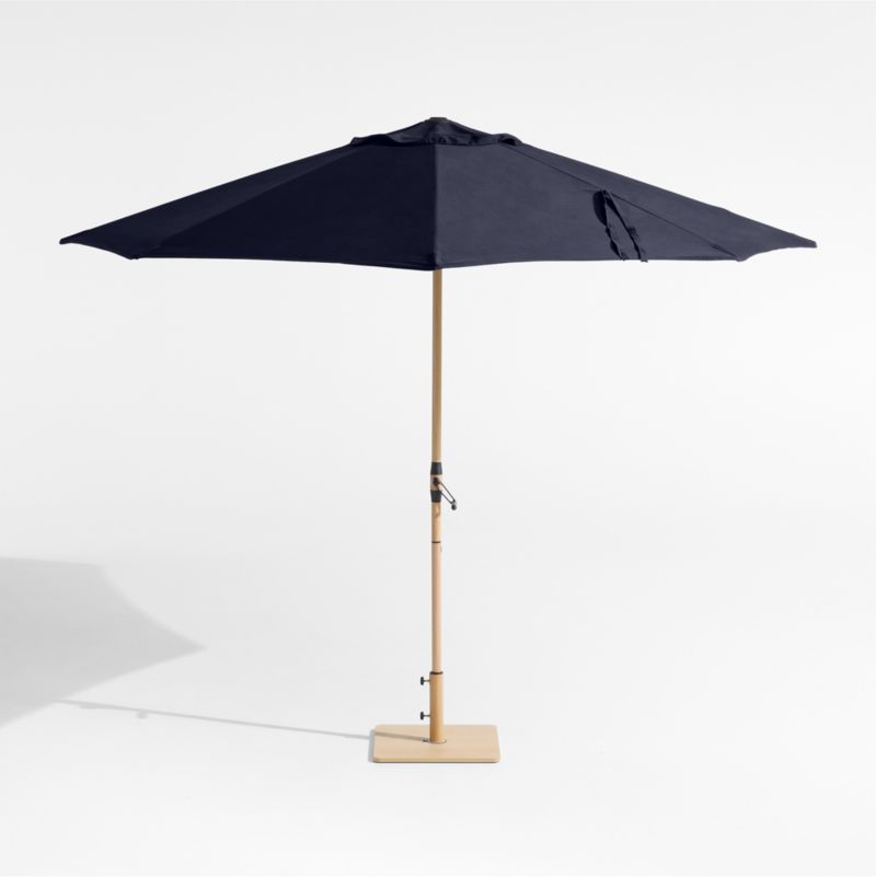 10' Round Sunbrella® Canvas Navy Blue Outdoor Patio Umbrella with Faux Wood Metal Frame - image 2 of 4