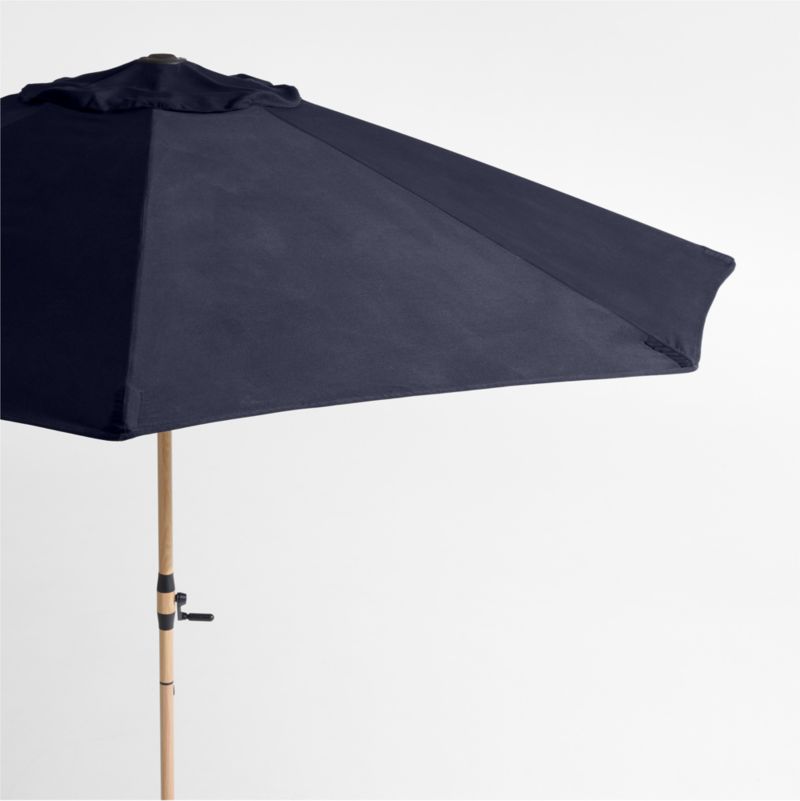 10' Round Sunbrella® Canvas Navy Blue Outdoor Patio Umbrella with Faux Wood Metal Frame - image 0 of 4