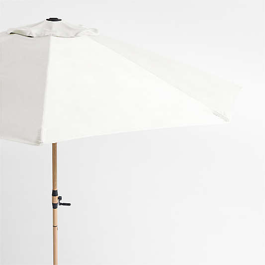 10' Round Sunbrella® Canvas White Outdoor Patio Umbrella with Faux Wood Metal Frame
