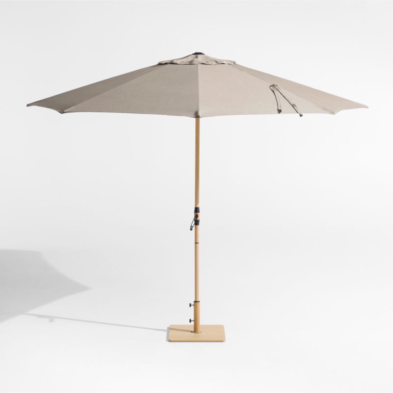 10' Round Sunbrella® Cast Ash Brown Outdoor Patio Umbrella with Faux Wood Metal Frame - image 2 of 4