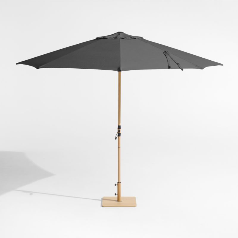 10' Round Cast Charcoal Grey Sunbrella® Outdoor Patio Umbrella with Faux Wood Metal Frame - image 2 of 4