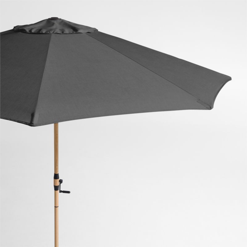 10' Round Cast Charcoal Grey Sunbrella® Outdoor Patio Umbrella with Faux Wood Metal Frame - image 0 of 4