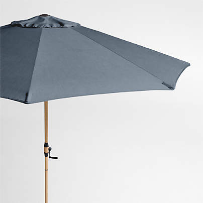 10' Round Sunbrella® Cast Harbor Outdoor Patio Umbrella with Faux Wood Metal Frame