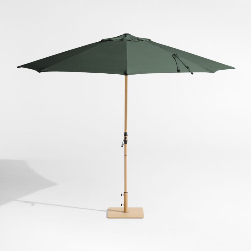 10' Round Sunbrella® Cast Ivy Green Outdoor Patio Umbrella with Faux Wood Metal Frame - image 2 of 4