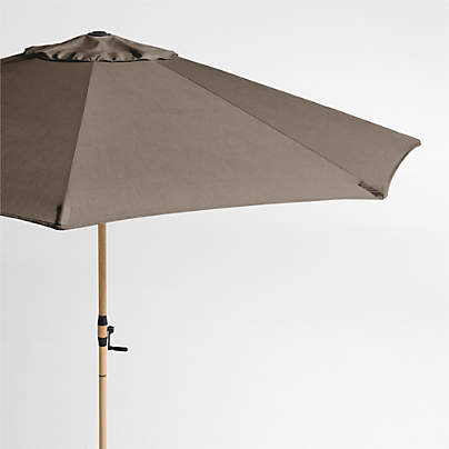 10' Round Sunbrella® Cast Shale Outdoor Patio Umbrella with Faux Wood Metal Frame