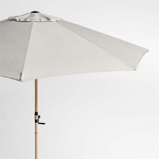 10' Round Sunbrella® Cast Silver Outdoor Patio Umbrella with Faux Wood Metal Frame