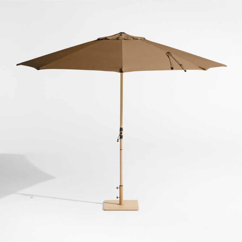 10' Round Sunbrella® Cast Teak Outdoor Patio Umbrella with Faux Wood Metal Frame - image 3 of 6