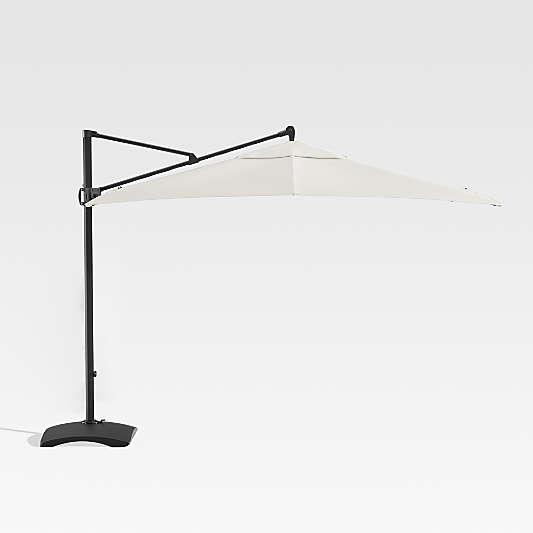 10' Sunbrella ® White Sand Square Cantilever Outdoor Patio Umbrella with Base