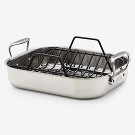All-Clad® Small Stainless Steel 14.5" Roasting Pan with Rack