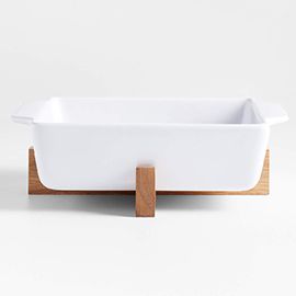 Oven-to-Table Square Baking Dish with Wood Stand