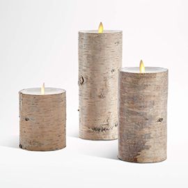 Birch Flameless Pillar Candles