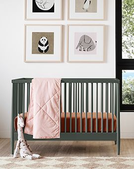 Hampshire Olive Green Wood Convertible Baby Crib