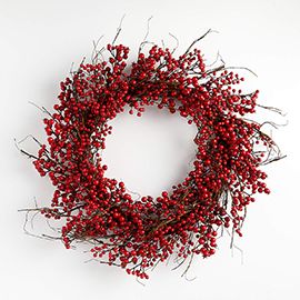 Faux Red Berry Wreath 30"