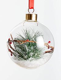 Berry Pine in Glass Ball Christmas Ornament