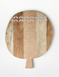 Isadore Round Marble Inlay Wood Serving Board