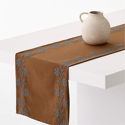 Brown Cross Stitch 120" Table Runner