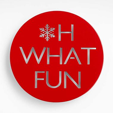 Red "Oh What Fun" Trivet