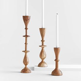 Vantaa Natural Taper Candle Holders, Set of 3