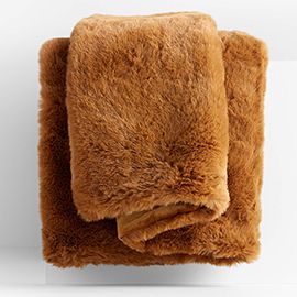 Caramel Brown Faux Fur Throw Blanket