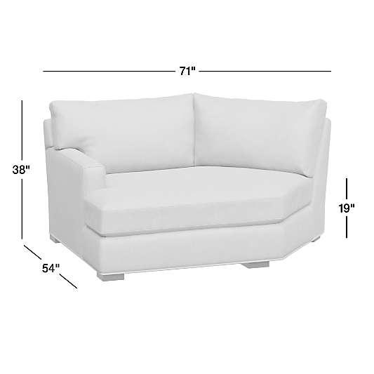 Axis Classic Leather Left-Arm Angled Chaise Lounge Sectional Piece