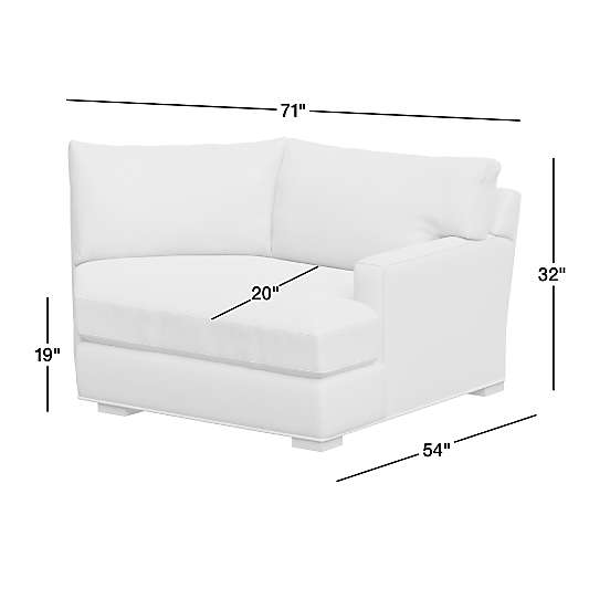 Axis Classic Leather Right-Arm Angled Chaise Lounge Sectional Piece