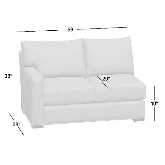 Axis Classic Leather Left-Arm Loveseat Sectional Piece