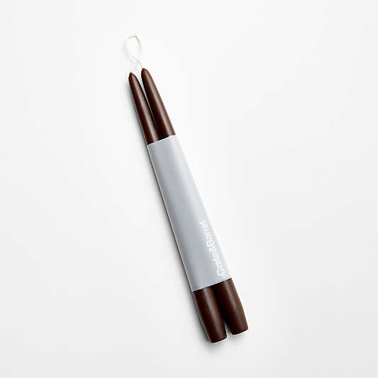 12" Chocolate Brown Dipped Tapers, Set of 2