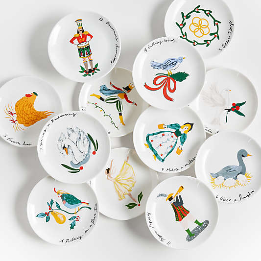 Twelve Days of Christmas Appetizer Plates with Stand