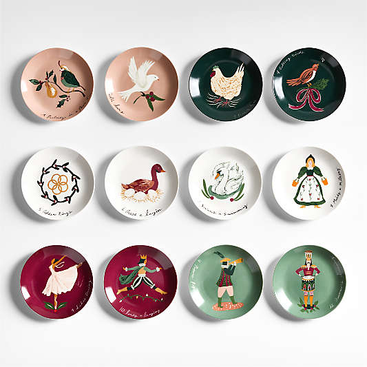 12 Days of Christmas Appetizer Plates with Stand