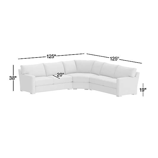 Axis Classic 3-Piece L-Shaped Wedge Corner Sectional Sofa