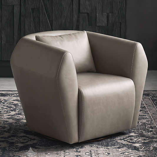 Tierra Leather Swivel Accent Chair