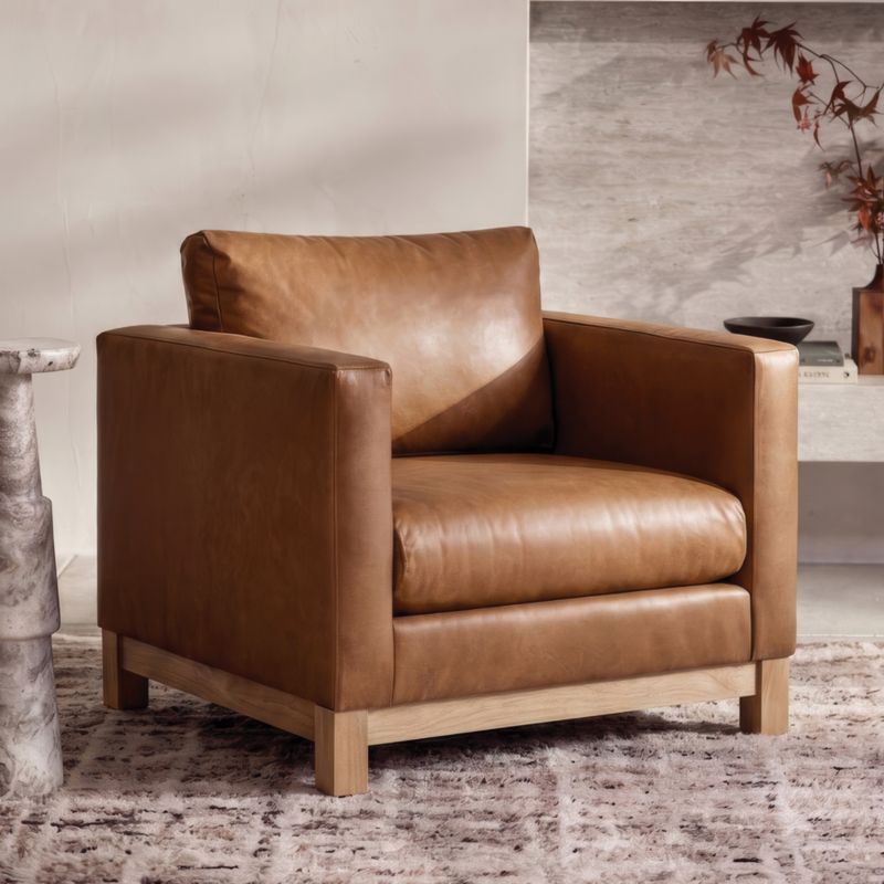 Pacific Wood Base 39" Leather Chair - image 3 of 9