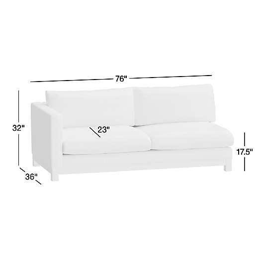 Pacific Wood Base Leather Left-Arm Sofa Sectional Piece